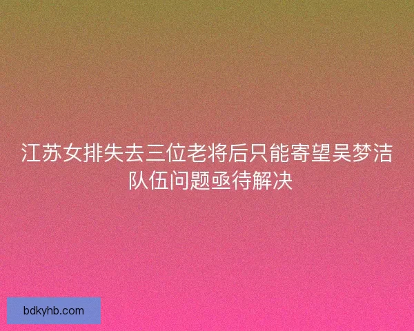 江苏女排失去三位老将后只能寄望吴梦洁 队伍问题亟待解决