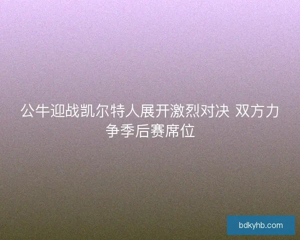 公牛迎战凯尔特人展开激烈对决 双方力争季后赛席位
